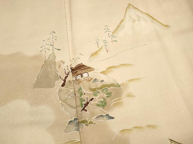 平和屋着物■訪問着　手描き　風景文　舟　金彩　正絹　逸品　DABH8660qa