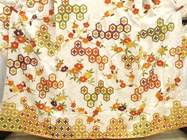 平和屋着物■豪華振袖　駒刺繍　亀甲花文　椿　金彩　正絹　逸品　DABH8664qa