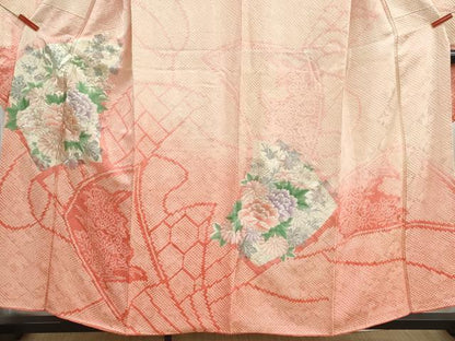 平和屋着物■豪華振袖　駒刺繍　絞り　草花文　牡丹　暈し染め　銀糸　やまと誂製　正絹　逸品　DABH8666qa