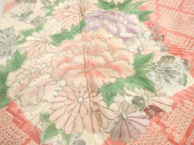 平和屋着物■豪華振袖　駒刺繍　絞り　草花文　牡丹　暈し染め　銀糸　やまと誂製　正絹　逸品　DABH8666qa