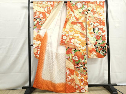 平和屋着物■豪華振袖　駒刺繍　花車文　牡丹　金彩　正絹　逸品　DABH8668qa