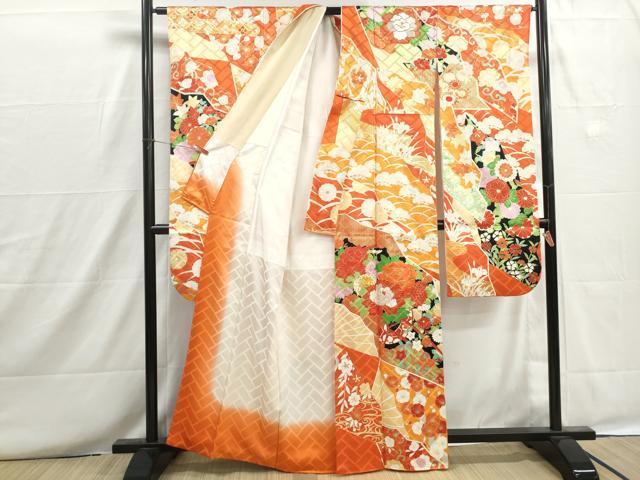 平和屋着物■豪華振袖　駒刺繍　花車文　牡丹　金彩　正絹　逸品　DABH8668qa