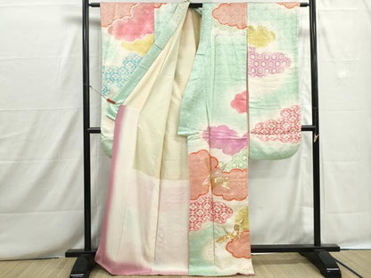 平和屋着物■豪華振袖　駒刺繍　重ね雲群鶴文　暈し染め　金彩　正絹　逸品　DABH8669qa