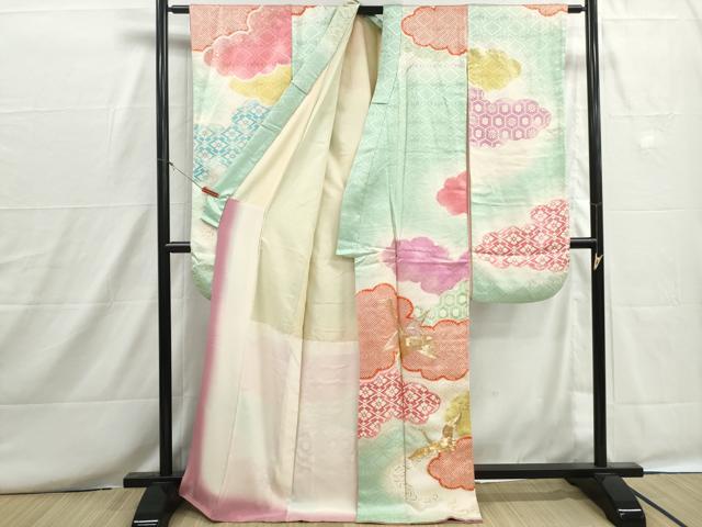 平和屋着物■豪華振袖　駒刺繍　重ね雲群鶴文　暈し染め　金彩　正絹　逸品　DABH8669qa