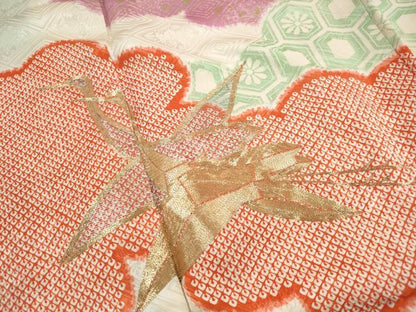 平和屋着物■豪華振袖　駒刺繍　重ね雲群鶴文　暈し染め　金彩　正絹　逸品　DABH8669qa