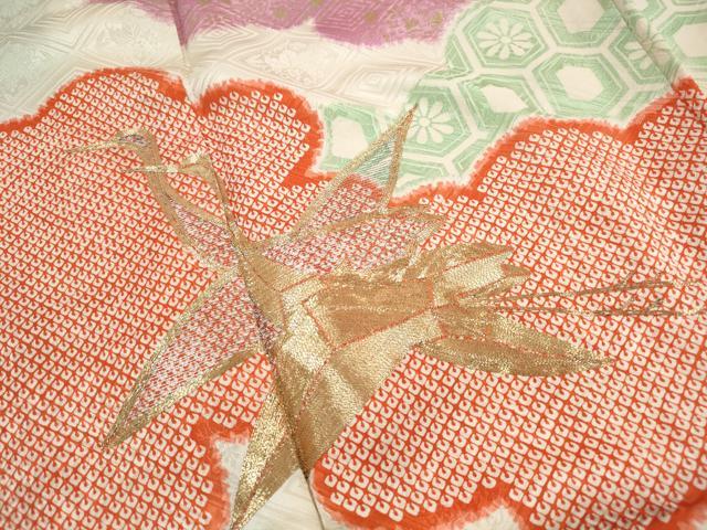 平和屋着物■豪華振袖　駒刺繍　重ね雲群鶴文　暈し染め　金彩　正絹　逸品　DABH8669qa