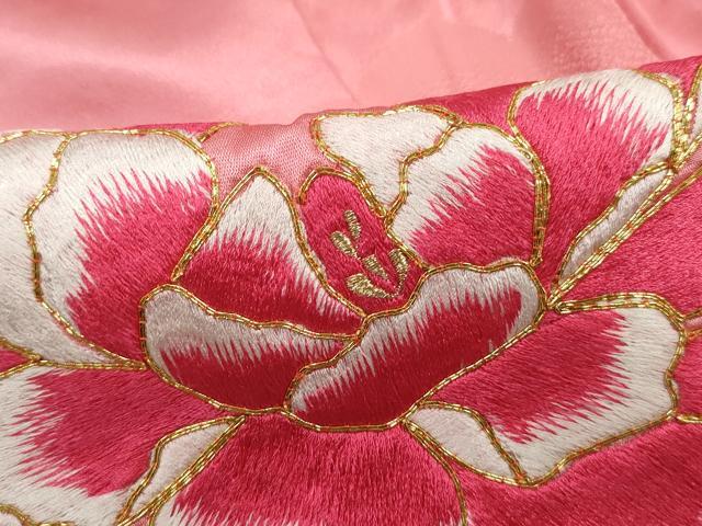 平和屋着物■豪華振袖　総刺繍　駒刺繍　重ね雲花文　牡丹　暈し染め　金銀糸　正絹　逸品　DABH8670qa