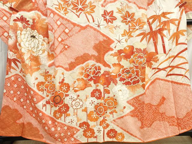 平和屋着物■豪華振袖　駒刺繍　絞り　松竹梅　乱菊　金彩　正絹　逸品　DABH8672qa