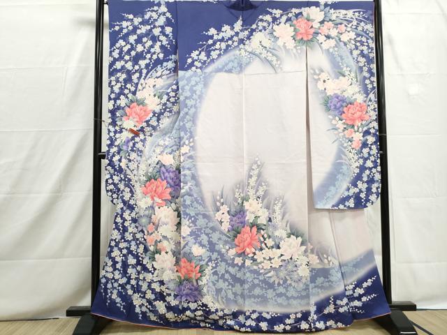 平和屋着物■豪華振袖　刺繍　枝梅花尽くし文　牡丹　暈し染め　銀彩　正絹　逸品　DABH8680qa