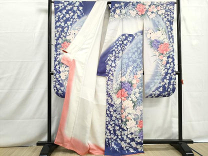平和屋着物■豪華振袖　刺繍　枝梅花尽くし文　牡丹　暈し染め　銀彩　正絹　逸品　DABH8680qa