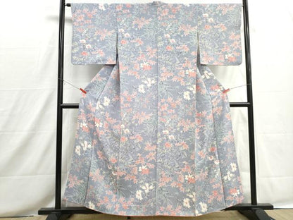 平和屋着物■上質な小紋　枝花文　正絹　逸品　DABH8682qa