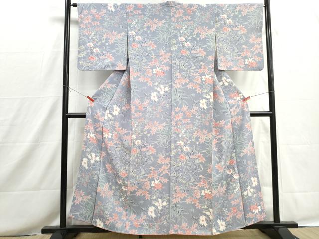 平和屋着物■上質な小紋　枝花文　正絹　逸品　DABH8682qa