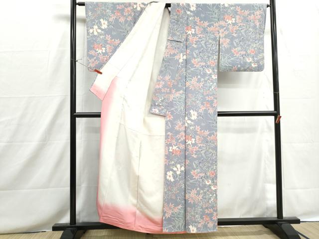 平和屋着物■上質な小紋　枝花文　正絹　逸品　DABH8682qa