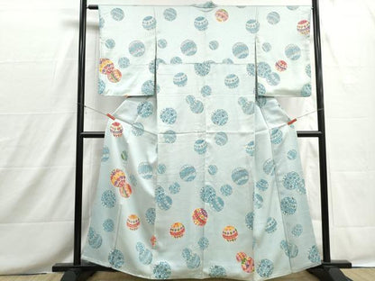 平和屋着物■訪問着　型染め　手鞠文　正絹　逸品　DABH8683qa