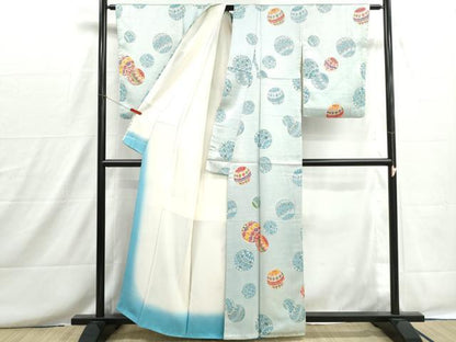 平和屋着物■訪問着　型染め　手鞠文　正絹　逸品　DABH8683qa