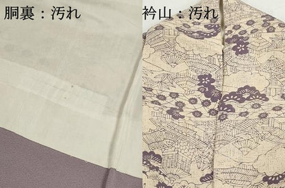 平和屋着物■上質な小紋　型染め　風景文　松竹梅　鬼しぼ縮緬　正絹　逸品　DABH8686qa