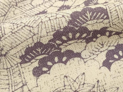 平和屋着物■上質な小紋　型染め　風景文　松竹梅　鬼しぼ縮緬　正絹　逸品　DABH8686qa
