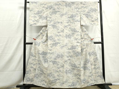 平和屋着物■上質な紬　風景花文　正絹　逸品　DABH8691qa