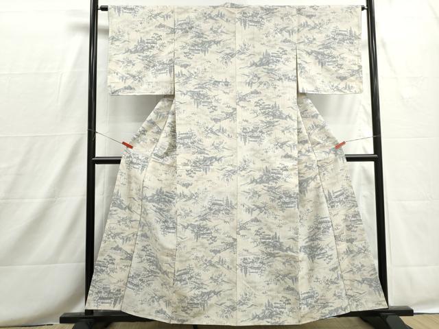 平和屋着物■上質な紬　風景花文　正絹　逸品　DABH8691qa