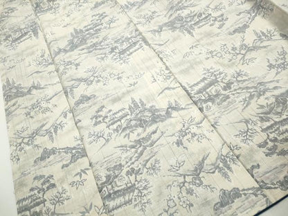 平和屋着物■上質な紬　風景花文　正絹　逸品　DABH8691qa