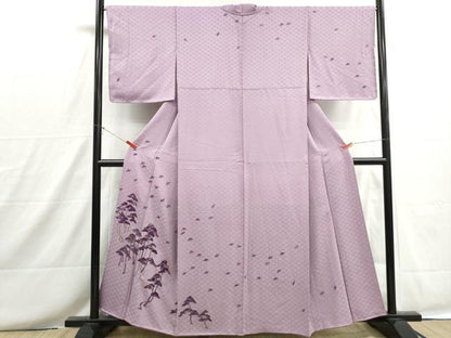 平和屋着物■訪問着　手描き　刺繍　飛鳥文　松　銀糸　正絹　逸品　DABH8696qa