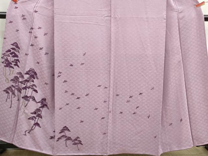 平和屋着物■訪問着　手描き　刺繍　飛鳥文　松　銀糸　正絹　逸品　DABH8696qa