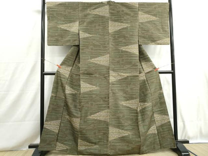 平和屋着物■上質な紬　幾何学文　正絹　逸品　DABH8700qa