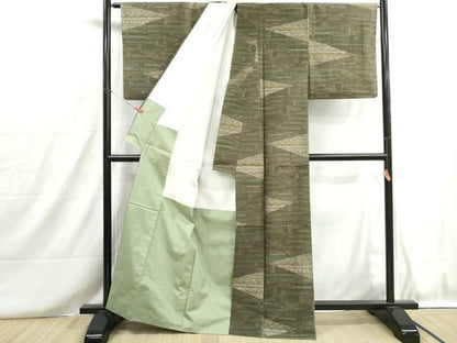 平和屋着物■上質な紬　幾何学文　正絹　逸品　DABH8700qa