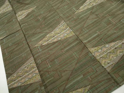 平和屋着物■上質な紬　幾何学文　正絹　逸品　DABH8700qa