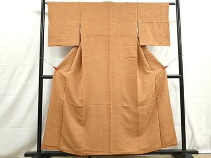 平和屋着物■上質な色無地　舞梅地紋　江戸茶色　正絹　逸品　DABH8703qa
