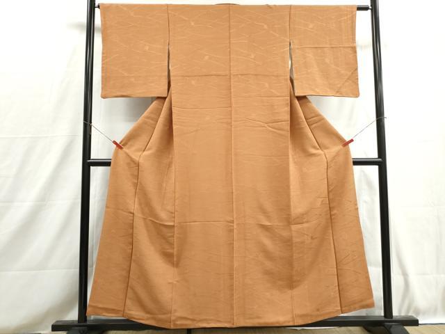 平和屋着物■上質な色無地　舞梅地紋　江戸茶色　正絹　逸品　DABH8703qa
