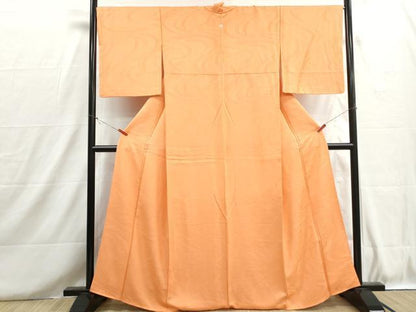 平和屋着物■上質な色無地　流水花地紋　黄丹色　正絹　逸品　DABH8705qa