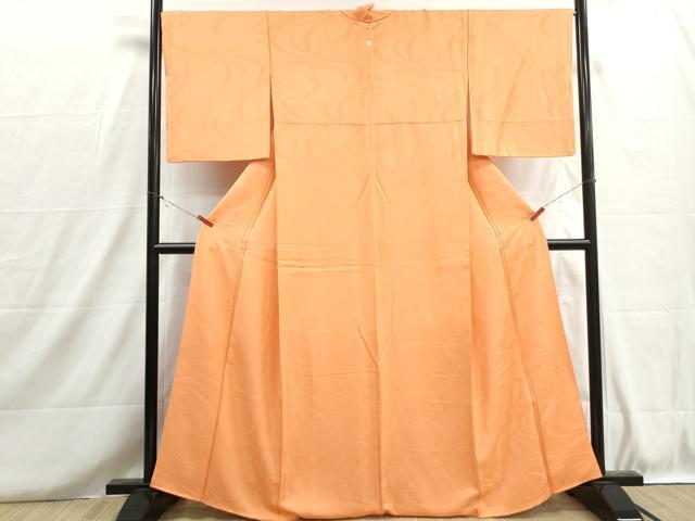 平和屋着物■上質な色無地　流水花地紋　黄丹色　正絹　逸品　DABH8705qa