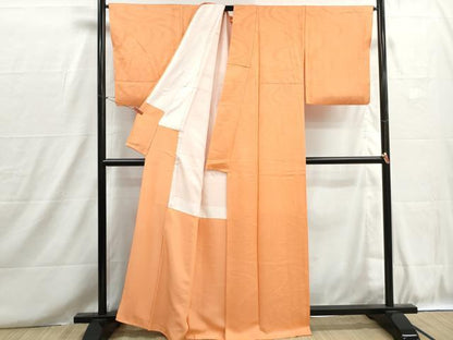 平和屋着物■上質な色無地　流水花地紋　黄丹色　正絹　逸品　DABH8705qa