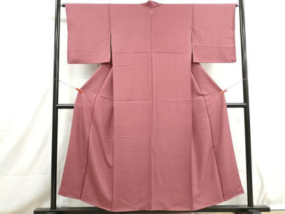 平和屋着物■上質な色無地　霞地紋　長春色　正絹　逸品　DABH8706qa