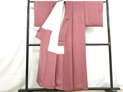 平和屋着物■上質な色無地　霞地紋　長春色　正絹　逸品　DABH8706qa