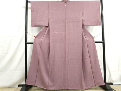 平和屋着物■上質な色無地　菊唐花地紋　石竹色　正絹　逸品　DABH8708qa