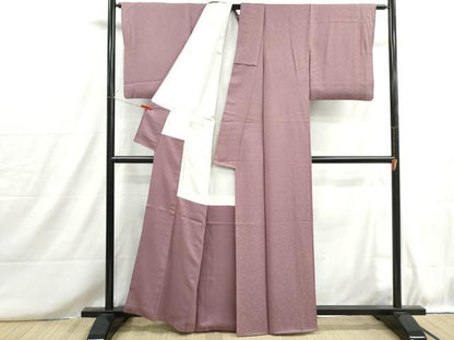 平和屋着物■上質な色無地　菊唐花地紋　石竹色　正絹　逸品　DABH8708qa