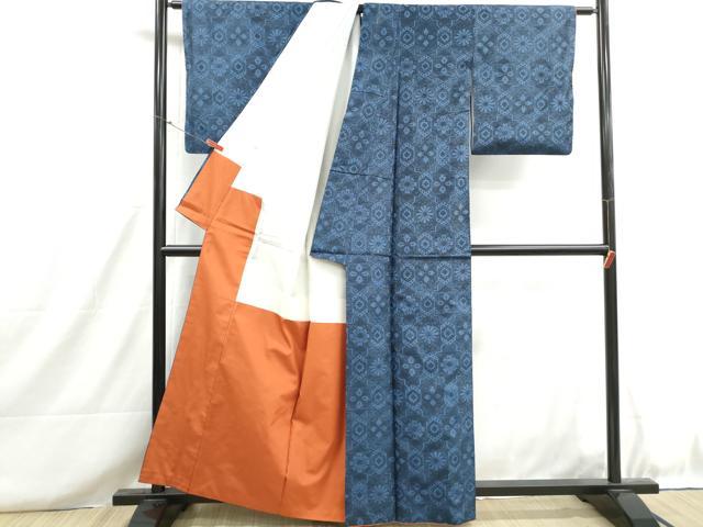 平和屋着物■本場村山大島紬　抽象花文　正絹　逸品　DABH8709qa