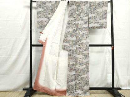 平和屋着物■上質な小紋　紬地　風景花文　正絹　逸品　DABH8713qa