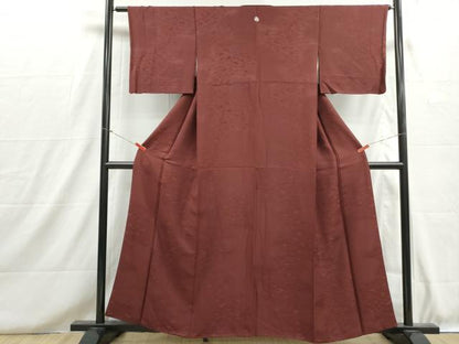 平和屋着物■上質な色無地　立波地紙地紋　栗皮茶色　そごう百貨店扱い　正絹　逸品　DABH8714qa