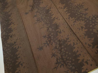 平和屋着物■上質な紬　草葉シルエット間道　暈し染め　正絹　逸品　DABH8715qa
