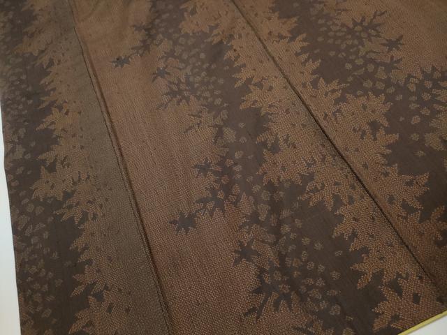 平和屋着物■上質な紬　草葉シルエット間道　暈し染め　正絹　逸品　DABH8715qa