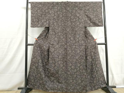 平和屋着物■上質な紬　更紗花文　正絹　逸品　DABH8716qa