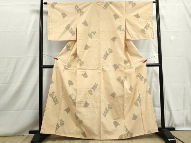 平和屋着物■上質な紬　器物文　正絹　逸品　DABH8717qa