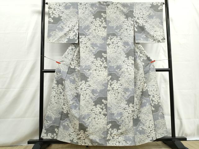 平和屋着物■上質な紬　道長草花文　正絹　逸品　DABH8718qa