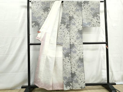 平和屋着物■上質な紬　道長草花文　正絹　逸品　DABH8718qa