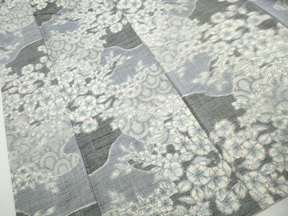 平和屋着物■上質な紬　道長草花文　正絹　逸品　DABH8718qa