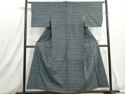 平和屋着物■上質な紬　花菱文　正絹　逸品　DABH8720qa