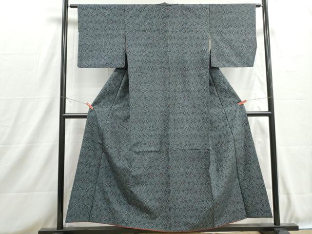 平和屋着物■上質な紬　花菱文　正絹　逸品　DABH8720qa